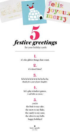 five festive greetings for holiday cards