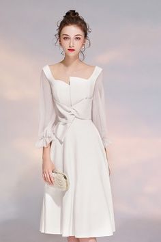 Women Dresses, Dresses For Women Online - SheProm.com Elegant Cocktail Evening Dress With 3/4 Sleeves, Spring 3/4 Sleeve Party Evening Dress, Spring Party Evening Dress With 3/4 Sleeve, Elegant 3/4 Sleeve Midi Wedding Dress, Elegant 3/4 Sleeve Dress For Wedding Guest, Chic Half-sleeve Midi Party Dress, Elegant Half Sleeve Dresses For Banquets, Elegant Half Sleeve Party Dresses, Elegant Party Dresses With 3/4 Sleeves