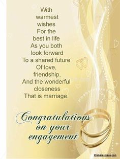 two wedding rings with the words congratulations on your engagement