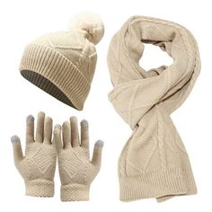 Read the product description carefully, especially the material and size of the product. If you have any questions, please leave a message. Men Women Winter Warm Knitted Adult Windproof Hat Cycling Skiing Knit Hat Scarf Gloves Sets Size: One Size.  Color: Beige.  Gender: female. Salou, Hat Scarf, Touch Screen Gloves, Scarf Hat, Warm Scarf, Scarf Set, Knitted Gloves, Long Scarf, Womens Gloves