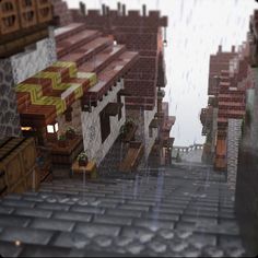 an image of a rainy day in minecraft