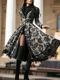 Sukienki Maksi, Chique Outfits, فستان سهرة, Upcycled Fashion, Long Sleeve Print Dress, Long Black Dress, Cosplay Dress, Sleeve Jacket, Halloween Dress