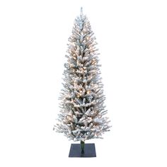 a white christmas tree with lights on it