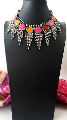 Afghani choker, Afghani jewelry, ghungroo necklace, India jewelry, India choker, colorful tribal jewelry, bellydance necklace, boho jewelry Diy Gift For Bff, Thread Necklace, Afghan Jewelry, Indian Necklace, Boho Choker, Types Of Gifts, India Jewelry