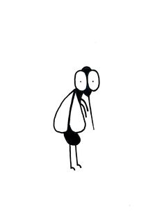 a black and white drawing of a cartoon character holding his head in one hand while looking up at the sky