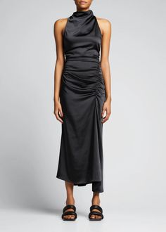 A.L.C. Inez Shirred Dress - Bergdorf Goodman Pre-draped Ruched Asymmetrical Cocktail Dress, Sleeveless Pre-draped Ruched Evening Dress, Ruched One Shoulder Evening Dress, Evening Ruched One Shoulder Dress, Ruched One-shoulder Midi Dress With Fitted Bodice, Ruched Asymmetrical Dress For Evening With Asymmetrical Neckline, Ruched One Shoulder Midi Dress With Fitted Bodice, One Shoulder Fitted Bodice Midi Dress With Ruched Detail, Evening Asymmetrical Dress With Ruched Detail