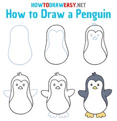 how to draw a penguin with easy step by step instructions for kids and beginners