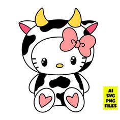 a cartoon cow with a bow on its head