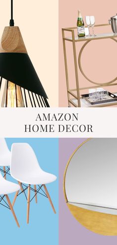 three different images with the words amazon home decor on them and an image of a table,