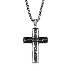 Add a classic touch to your style with this LYNX Stainless Steel Antique Finish Cross Men's Pendant. Click on this JEWELRY & WATCHES GUIDE to learn about fit, styles, materials and more! Add a classic touch to your style with this LYNX Stainless Steel Antique Finish Cross Men's Pendant. Click on this JEWELRY & WATCHES GUIDE to learn about fit, styles, materials and more! FEATURES Pendant dimensions: 2.16" H x 1.22" W Chain length: 24 in. Chain type: box Clasp: lobster-claw Metal: stainless steel Mens Cross Chain, Cowgirl Jewelry, Mens Crosses, Cross Chain, Box Clasp, Mens Pendant, Lynx, Antique Finish, Chain Lengths