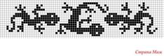 a cross stitch pattern with black and white squares