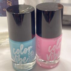 1 Blue And 1 Pink Nail Polish, Color Vibe, New. Pink Nail Polish Colors, Crackle Nail Polish, Vibe Blue, Crackle Nails, Color Vibe, Pink Nail Polish, Pink Paint, Pink Nail, Nail Polish Colors