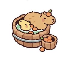 a drawing of a baby in a bathtub with an adult sitting next to it