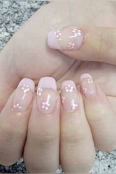 pink flower nails Really Cute Nails, Minimalist Nails, Funky Nails, Nail Inspiration