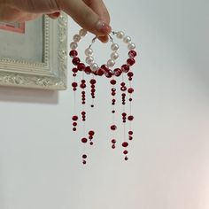 Diy Goth Earrings, Blood Jewelry Diy, Blood Accessories, Vampire Crafts, Bead Earrings Ideas, Blood Earrings, Blood Jewelry, Jewels Aesthetic, Vampire Accessories