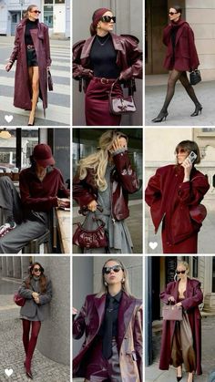 #fashion #fashionista Trendy Outfits 2025 Winter, Gray Burgundy Outfit, Winter Outfit 2024-2025, Maroon Christmas Outfit, Christmas Woman Outfits, Colors That Go With Burgundy Clothes, Winter 25 Fashion Trends, Monochromatic Outfit Burgundy, Winter Fashion Outfits 2024 Women