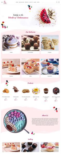 an image of a website page for cakes and pastries