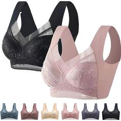 PRICES MAY VARY. 🌸【Womens Lace Bras】The Posture Correction Comfy Bra, designed with your comfort and support in mind. This bra features a vest design that makes it easy to put on and take off. 🌸【Ultimate Comfort】Wide side wings, extra-wide shoulder straps, and U-shape back panel ensure maximum support while smoothing back bulges and correcting armpit fats for a flattering silhouette. 🌸【Breathable & Stretchy】Our front close bra made with breathable fabric, keeping you fresh throughout the day. Anti Sagging Bra, Front Close Bra, Posture Bra, Gather Bra, Vest Design, Bra Materials, Comfy Bra, Plus Size Sports Bras, Vest Designs