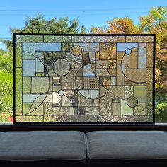 Large Abstract Stained Glass Privacy Window 21 X 33 : Home and Bath Remodeling Privacy - Etsy Privacy Window, Glass Diy, Panels Wall, Window Privacy, Stained Glass Diy, Leaded Glass, Stain Glass, Beveled Glass, Stained Glass Art