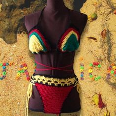 Handmade, crochet bikini.  Made with soft, lightweight.  Great to wear on the beach, pool or photo shoot.  Can stretch for a tighter fit.  Bra ties around the neck and back in the back and is adjustable.  All sizes welcome.  Please inquire about sizing prior to ordering, as larger sizes may have additional costs.  Providing measurements increase the likeliness of best fit.  Outfit is made to order for these reasons.  Small: 34 bust; waist 26; hips 36-38 Medium: 38-40 bust; 30-32 waist; 39-41 hip Handmade Fitted Swimwear For Beach Party, Bohemian Crochet Lace Swimwear For Festival, Handmade Multicolor Swimwear For Beach, Handmade Multicolor Swimwear For Vacation, Bohemian Adjustable Halter Neck Swimwear, Adjustable Bohemian Halter Neck Swimwear, Bohemian Halter Neck Adjustable Swimwear, Handmade Multicolor Beach Swimwear, Handmade Triangle Top Swimwear