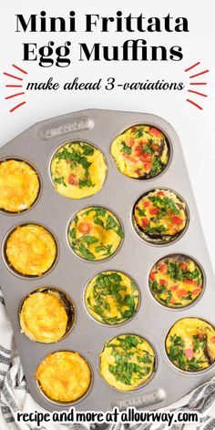 mini frittata egg muffins in a muffin tin with text overlay