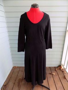 Little Black Sweater Dress Chicos Size 1 Size 8 Fit and Flare Midi Scoop Neck  | eBay Black Sweater Dress, Black Sweater, Princess Seam, Big Sale, Black Sweaters, Fit And Flare, Bodice