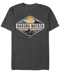 Disney Men's The Lion King Hakuna Matata Emblem Short Sleeve T-Shirt - Charcoal H Lion King Characters, Lion King Hakuna Matata, Disney Shorts, King Fashion, Kings Man, Disney T, Disney Men, Disney Shirt, The Lion King