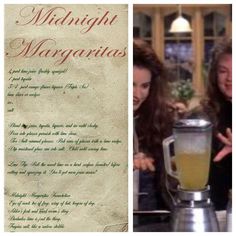 an old recipe book with two girls making margaritas