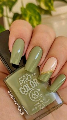 Olive Nails, Green Nail Designs, Green Nail, Work Nails, Blush Nails, Dipped Nails, Cute Acrylic Nails, Green Nails