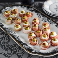 small appetizers are arranged on a plate