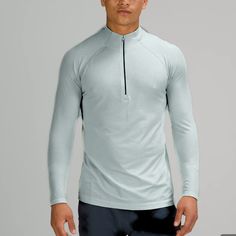 New With Tags Lululemon Metal Vent Tech Half-Zip 2.0 Colour: Silver Blue The Ultimate Technical Training Half Zipbuilt To Perform Sweat After Sweat. Designed For Running And Training Skip The Chafe. Discover How Our Proprietary Seamless Construction Technique Creates Gear That Glides Across Skin. Minimal Seams To Reduce Chafe Added Elastane Improves Stretch And Shape Retention Feel The Love100% Of The Polyester In This Product (Excluding Trims) Is Recycled Slim Fit Designed To Skim The Body From Technical Half-zip Tops For Workout, Technical Half-zip Workout Tops, Blue Half-zip Activewear For Sports, Blue Half-zip Sports Activewear, Blue Sports Activewear Half-zip, Blue Moisture-wicking Half-zip Top, Blue Half-zip Moisture-wicking Top, Lemon Shirt, Lululemon Shirt