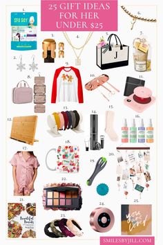 the 25 gift ideas for her under $ 5, including an assortment of items and accessories