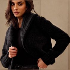 Driven By The Craving For Luxurious Texture Against The Skin, This Spellbinding Cardigan Is Made With A Blend Of Lavishly Soft And Warm Alpaca Hair For Soothing Coziness. Relaxed Fit: Expertly Cut For A Loose Fit. Shawl Collar With Open Front (No Closure). Straight Hem. #509220 51% Alpaca Hair, 48% Nylon, 1% Spandex Measurements In Photos Internal Tag Marked To Prevent Store Return Tags: Winter Fall Chunky Knit Quiet Luxury Rich Minimalist Career Office Work Wear Oversized Pit To Pit:24 Length: Office Work Wear, Cardigan Blazer, Ivory Cardigan, Alpaca Cardigan, Winter Shawl, Shawl Collar Cardigan, Banana Republic Sweater, Fashion Plates, Women's Sweaters