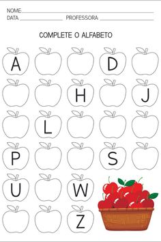 a worksheet for learning the alphabet with apples