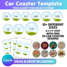 car coasters with different designs and sizes