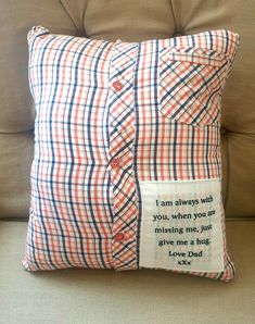 a pillow with a quote on it sitting on a couch