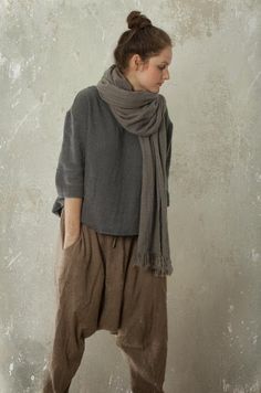 harem pants SHANTI in linen & wool blend | linen trousers | wool trousers | womens winter pants | sarouel pants Each item is individually cut and sewn by order, especially for you. Handmade, quality items take time, so please allow approx.4 weeks for your order to be made. Thanks so much for your Mode Edgy, Stile Hippie Chic, Womens Winter Pants, Sarouel Pants, Looks Hippie, Comfortable Blouses, Drop Crotch Pants, Winter Pants, Wool Shawl