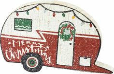 Merry Christmas Camper Trailer Chunky Wooden Box Sign - Piglet's Closet Christmas Trailer, Camper Christmas, Christmas Camper, Camper Ornament, Camper Art, Primitives By Kathy, Camper Trailer, Indoor Christmas Decorations, Indoor Christmas