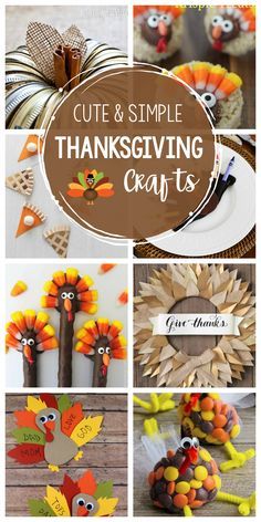 thanksgiving crafts for kids and adults to make with paper leaves, pumpkins and other items