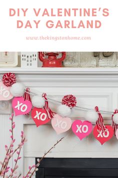 valentine's day garland with the words diy valentine's day garland