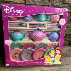 the disney princess tea set is in its box