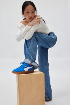 Puma Palermo LaModa Vintage Sneaker Puma Sneakers Outfit, Palermo Outfit, Puma Outfit, Collection Of Shoes, Vintage Sneakers, Blue Fits, Gorgeous Shoes, Puma Women