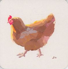 a painting of a chicken on a white background