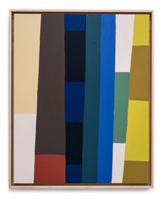 an abstract painting with many different colors and lines on the bottom, including blue, brown, yellow, green, red