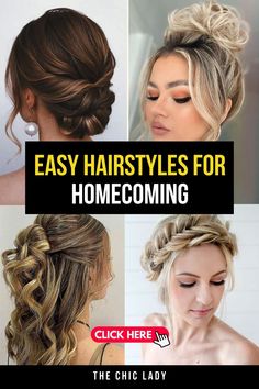 Top 20 Simple and Gorgeous Hairstyles for Homecoming Updo For Homecoming, Flower Crown Updo, Hairstyles For Homecoming, Homecoming Updos, Side Swept Updo, Messy Fishtail, Loose Buns, Side Swept Curls