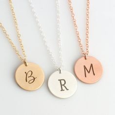 Initial Disc Necklace, Personalized Initial Necklace, Engraved Initial, Custom Circle,Monogram Necklace,Letter Necklace,Rose Gold Filled, V2 by LEILAjewelryshop Jewelry Stamping, Initial Disc Necklace, Gold Initial Necklace, Pandora Rose, Engraved Initials, Jewelry Appraisal, Circle Monogram, Initial Necklace Gold, Red Jewelry