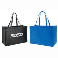 This tote features a massive main compartment that makes it a great giveaway or outdoor bag. Customize with your logo and let the super size tote do your promoting for you. Custom Non-Woven Super Size Tote Bag in Royal | Totes | Non-Woven Totes Black Rectangular Recyclable Bag, Black Rectangular Recyclable Bags, Practical Rectangular Recyclable Bags, Practical Recyclable Rectangular Bags, Eco-friendly Rectangular Bags For Outdoor Activities, Recyclable Tote Bag For Outdoor Activities, Outdoor Bag, Woven Tote Bag, Black Tote