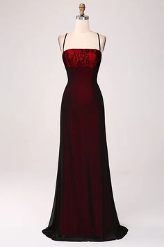 Black Red Sheath Bridesmaid Dress with Lace-up Back – Buyishang Dresses Dark Red Dress Homecoming, Red And Black 90s Prom Dress, Black And Red Themed Wedding, Black And Red Prom Dresses, Red And Black Dress Formal, Black And Red Bridesmaid Dresses, Red And Black Formal Dress, Red Dress With Black Lace, Sheath Bridesmaid Dress