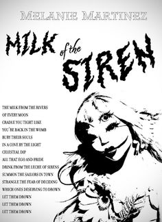 Black And White Melanie Martinez Poster, Milk Of The Siren Melanie Martinez, Melanie Martinez Black And White, Milk Of The Siren, Melanie Martinez Poster, Downtown Room, Melanie Martinez Lyrics, Melanie Martinez Songs, Melanie Martinez Concert