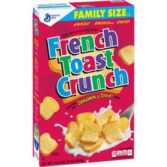 a box of french toast crunch crackers on a white background with the package in it's front